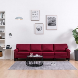 4-osobowa sofa, kolor czerwonego wina, tapicerowana tkaniną