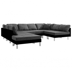 Sofa modułowa, sztuczna skóra, czarna