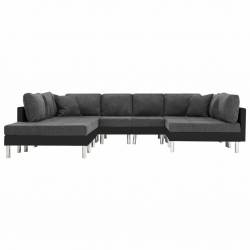Sofa modułowa, sztuczna skóra, czarna
