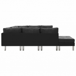 Sofa modułowa, sztuczna skóra, czarna