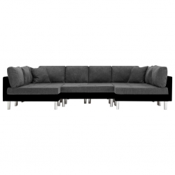 Sofa modułowa, sztuczna skóra, czarna