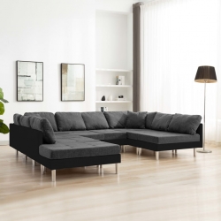Sofa modułowa, sztuczna skóra, czarna
