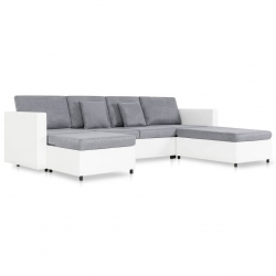4-osobowa sofa rozkładana, tapicerowana sztuczną skórą, biała