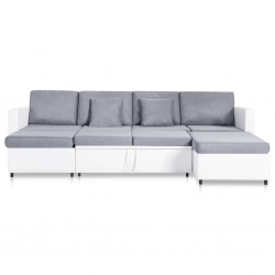 4-osobowa sofa rozkładana, tapicerowana sztuczną skórą, biała