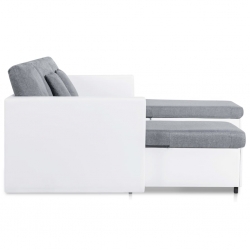 4-osobowa sofa rozkładana, tapicerowana sztuczną skórą, biała