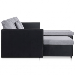 4-osobowa sofa rozkładana, tapicerowana sztuczną skórą, czarna