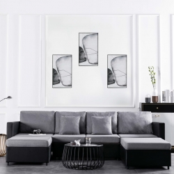 4-osobowa sofa rozkładana, tapicerowana sztuczną skórą, czarna