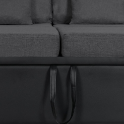 4-osobowa sofa rozkładana, tapicerowana sztuczną skórą, czarna