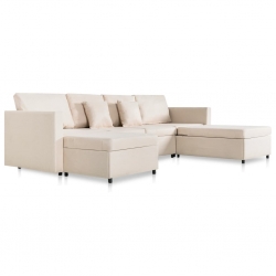 4-osobowa sofa rozkładana, tkanina, kolor kremowy