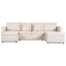 4-osobowa sofa rozkładana, tkanina, kolor kremowy