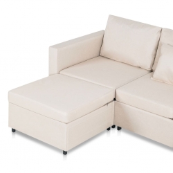 4-osobowa sofa rozkładana, tkanina, kolor kremowy
