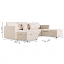 4-osobowa sofa rozkładana, tkanina, kolor kremowy