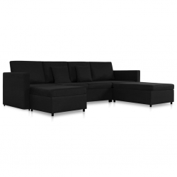 4-osobowa sofa rozkładana, obita tkaniną, czarna