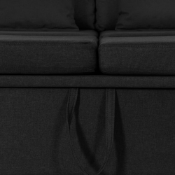 4-osobowa sofa rozkładana, obita tkaniną, czarna