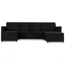 4-osobowa sofa rozkładana, obita tkaniną, czarna