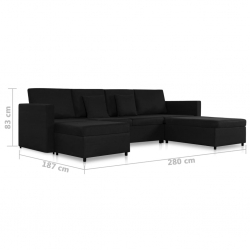 4-osobowa sofa rozkładana, obita tkaniną, czarna