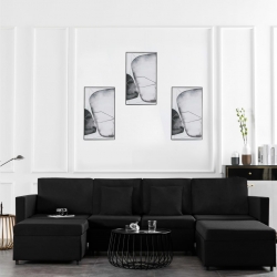 4-osobowa sofa rozkładana, obita tkaniną, czarna