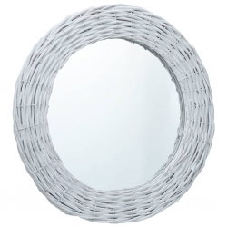 Lustro, białe, 60 cm, wiklina