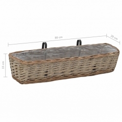 Donice balkonowe, 2 szt., wiklina z wyściółką z PE, 80 cm