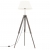 Lampa podłogowa na trójnogu, szaro-biała, drewno tekowe, 141 cm