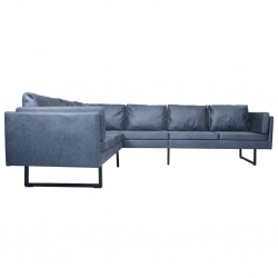 Sofa narożna, szara, sztuczna skóra zamszowa