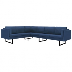 Sofa narożna, niebieska, tapicerowana tkaniną