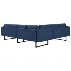 Sofa narożna, niebieska, tapicerowana tkaniną