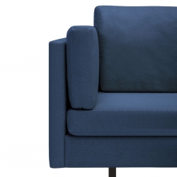Sofa narożna, niebieska, tapicerowana tkaniną