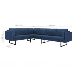 Sofa narożna, niebieska, tapicerowana tkaniną