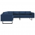 Sofa narożna, niebieska, tapicerowana tkaniną