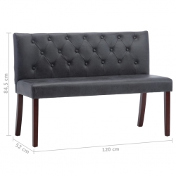 Ławka, 120 cm, szara, sztuczna skóra zamszowa