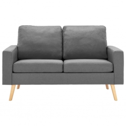 Sofa 2-osobowa, jasnoszara, tapicerowana tkaniną