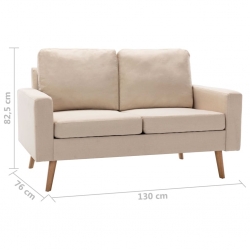 2-osobowa sofa, kremowa, tapicerowana tkaniną