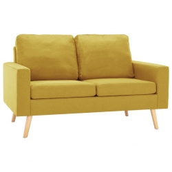 2-osobowa sofa, żółta, tapicerowana tkaniną