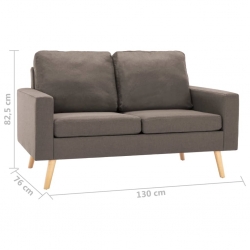 2-osobowa sofa, kolor taupe, tapicerowana tkaniną