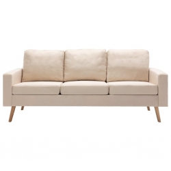 3-osobowa sofa, kremowa, tapicerowana tkaniną