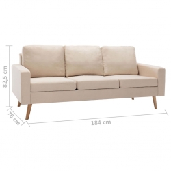 3-osobowa sofa, kremowa, tapicerowana tkaniną