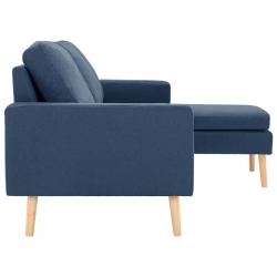 3-osobowa sofa z podnóżkiem, niebieska, tapicerowana tkaniną