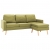 3-osobowa sofa z podnóżkiem, zielona, tapicerowana tkaniną