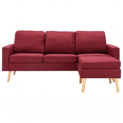 3-osobowa sofa z podnóżkiem winna czerwień tapicerowana tkaniną