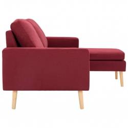 3-osobowa sofa z podnóżkiem winna czerwień tapicerowana tkaniną