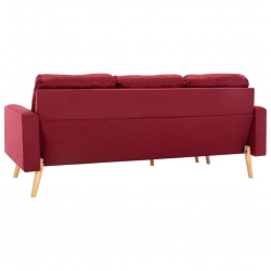 3-osobowa sofa z podnóżkiem winna czerwień tapicerowana tkaniną