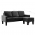3-osobowa sofa z podnóżkiem, czarna, sztuczna skóra