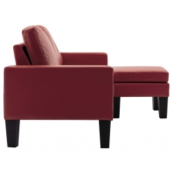 3-osobowa sofa z podnóżkiem, winna czerwień, sztuczna skóra