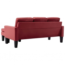 3-osobowa sofa z podnóżkiem, winna czerwień, sztuczna skóra