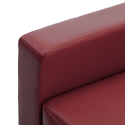 3-osobowa sofa z podnóżkiem, winna czerwień, sztuczna skóra