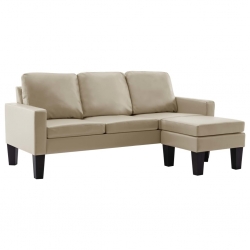 3-osobowa sofa z podnóżkiem, cappuccino, sztuczna skóra