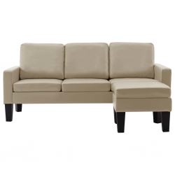 3-osobowa sofa z podnóżkiem, cappuccino, sztuczna skóra