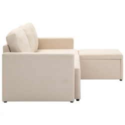 3-osobowa, rozkładana sofa modułowa, kremowa, tkanina
