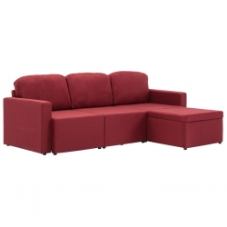3-osobowa, rozkładana sofa modułowa, czerwone wino, tkanina